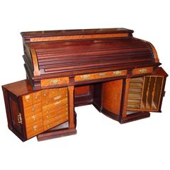 Rare Wooten Style Roll Top Desk by D.S. Rickaby, Quebec