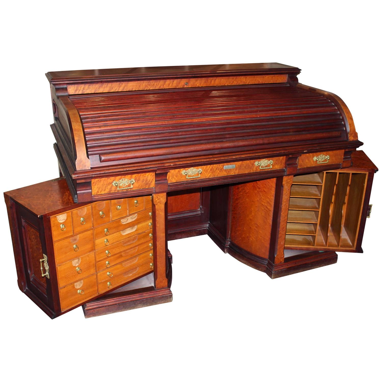Rare Wooten Style Roll Top Desk by D.S. Rickaby, Quebec For Sale at 1stdibs