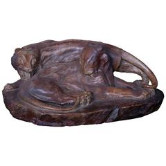 Huge Antique Hand made hand glazed Sculpture of Entwined Lions, Japan, 1930s 8