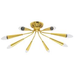 Eight-Arm German Brass Sputnik Flush Mount, 1960 1