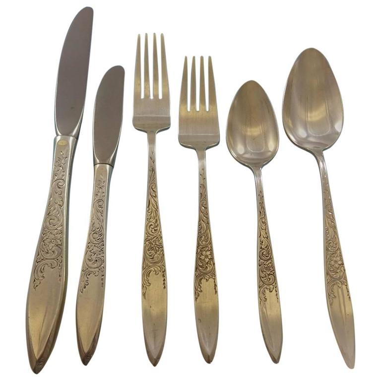White Paisley by Gorham Sterling Silver Flatware Service for 12 Set 81