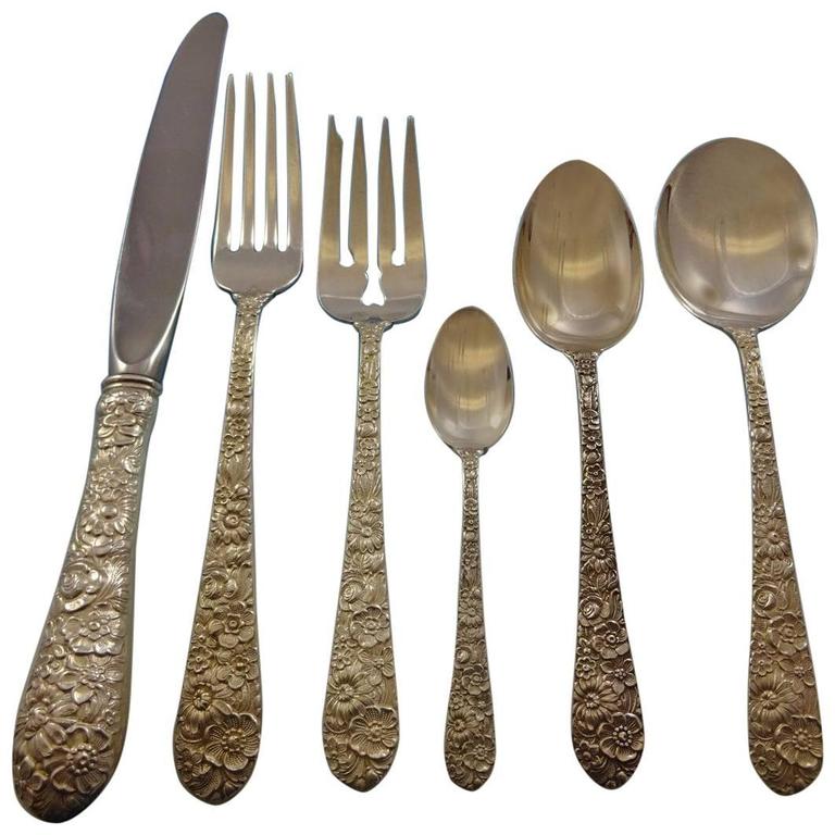 Bridal Bouquet by Alvin Sterling Silver Flatware Set 8 Service 48