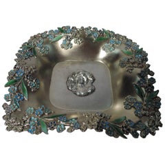 American Art Nouveau Silver Gilt Bowl with Enameled Forget Me Nots