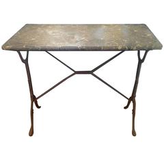 Charming Vintage Iron and Marble Bistro Table Desk