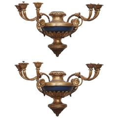 Pair of Italian Giltwood Vasiform Six-Light Wall Sconces 7