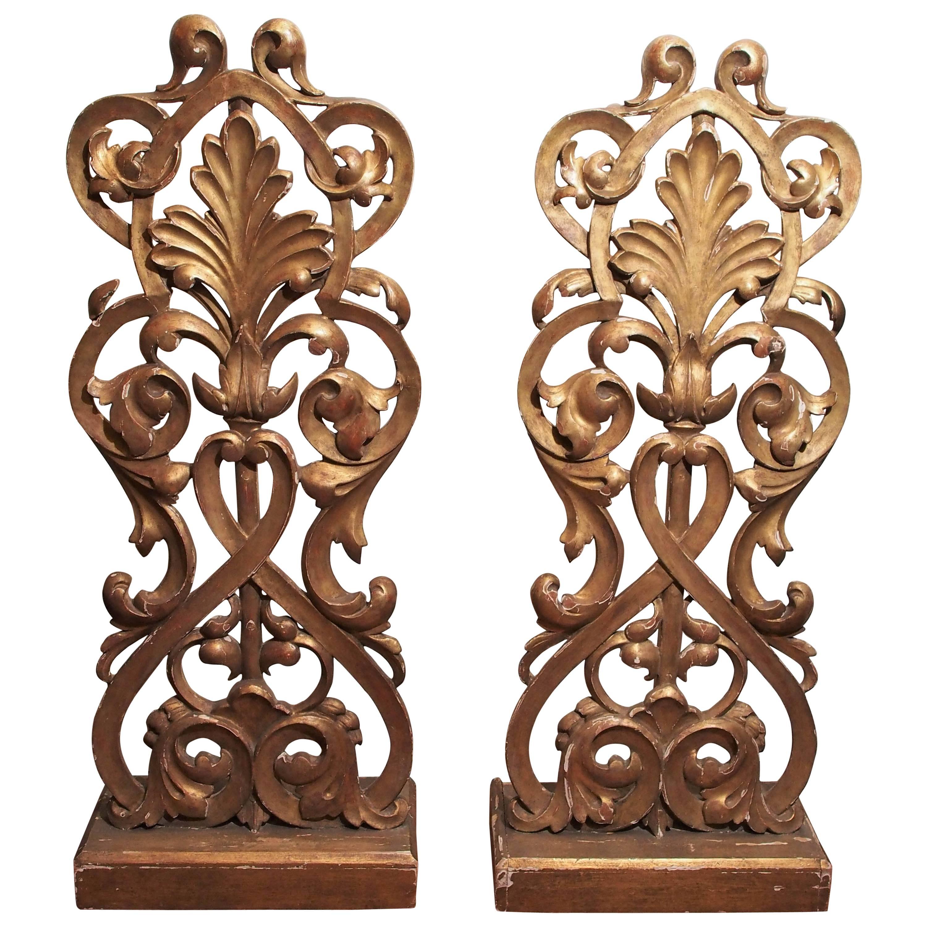 Pair of Italian Giltwood Carved Elements