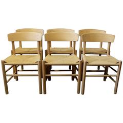 Six FDB Chairs, Model J39 in Beech Designed by Børge Mogensen