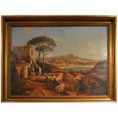 19th Century Painting Neapolitan Landscape Postiglione