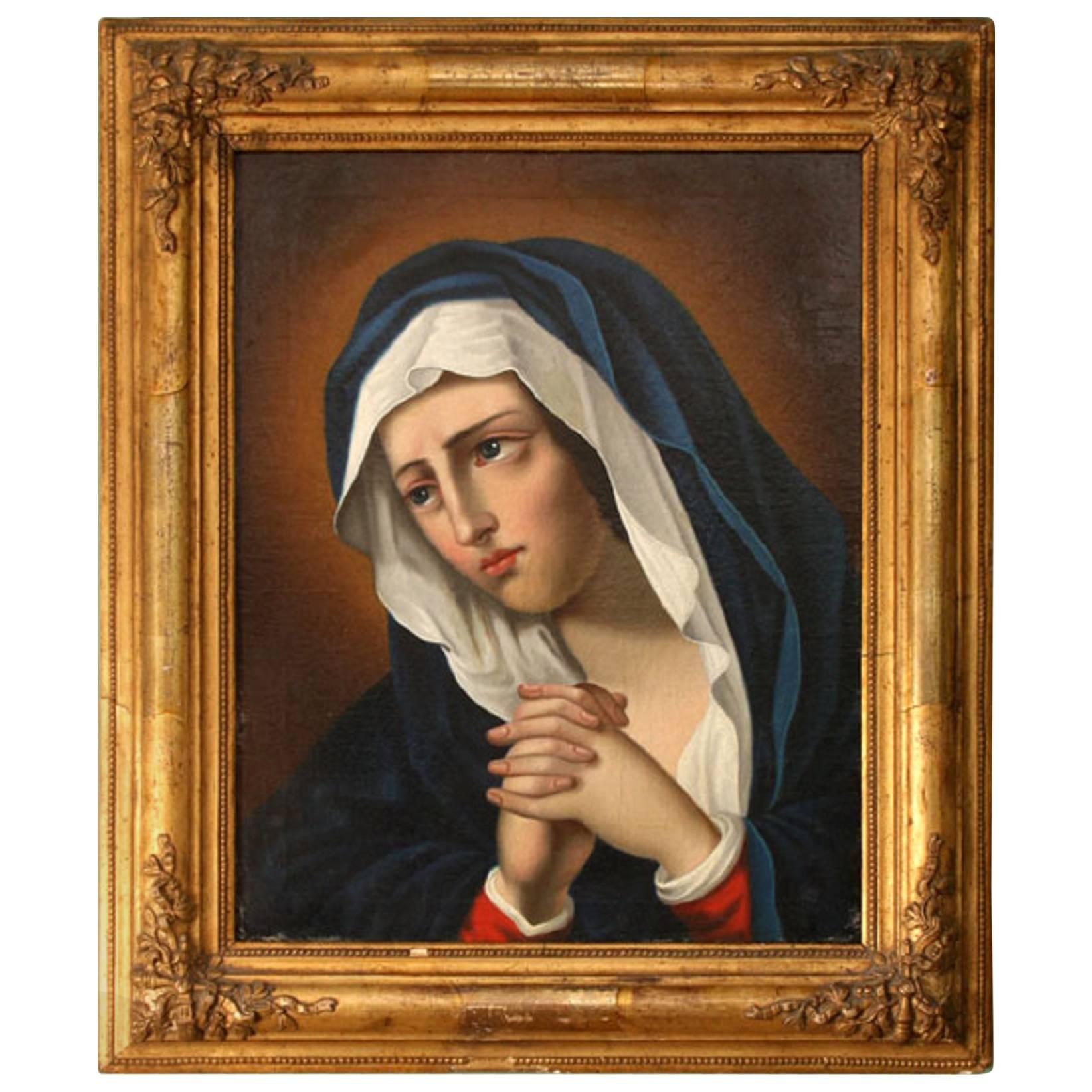 19th Century Oil Painting 'Madonna at Prayer'