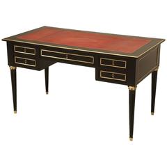 Antique French Louis XVI Style Ebonized Desk