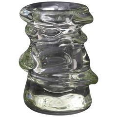 Sculptural Fifties Clear Glass Vase by André Thuret