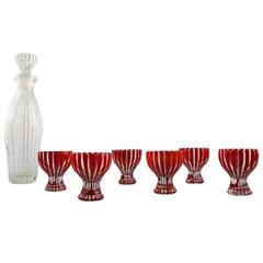 Six-Piece Glassware, Decanter & Six Cocktail / Vodka Glass "Strict", Bengt Orup