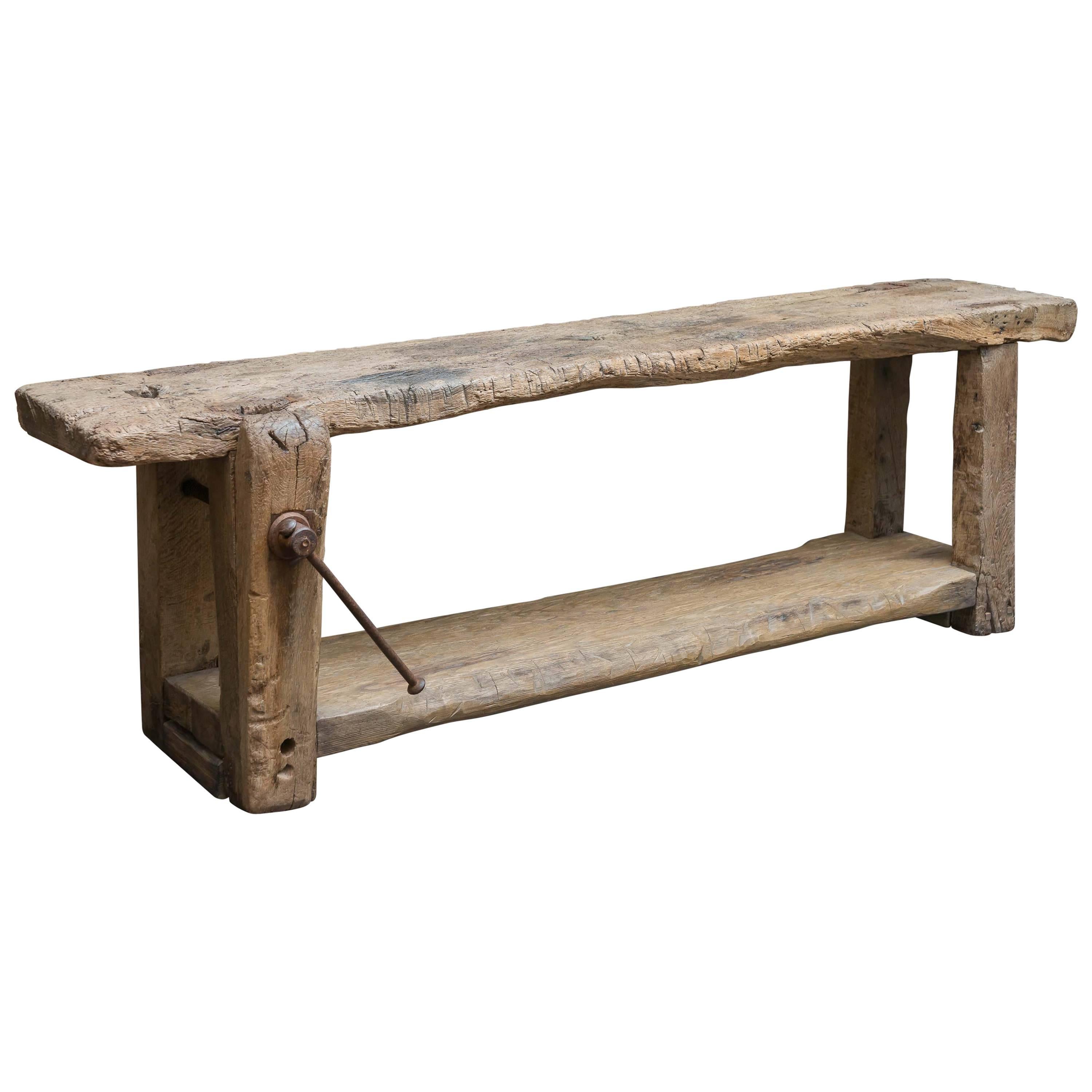 Weathered Elm Woodworker's Bench, French, circa 1860 For Sale