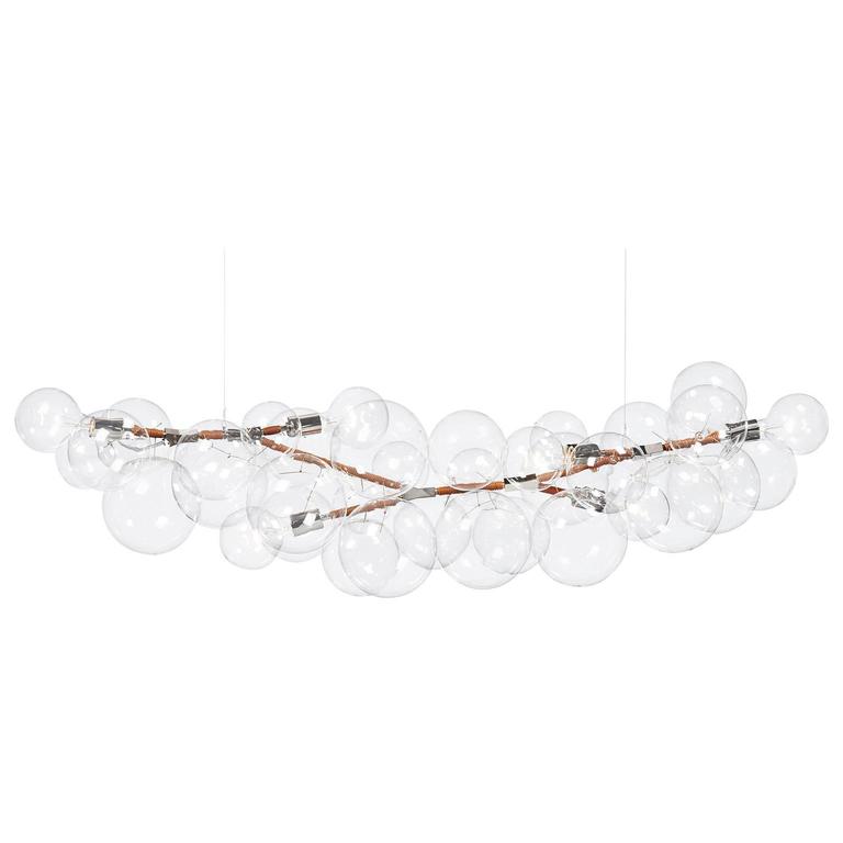 Palm Bubble Chandelier By Pelle For At 1stdibs Long Bubble Chandelier In Polished Nickel And Henna Leather By Pelle