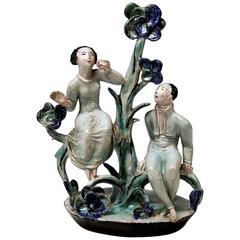 Adam and Eve Ceramics Wiener Werkstätte Vienna Austria by Lotte Calm, circa 1925 1
