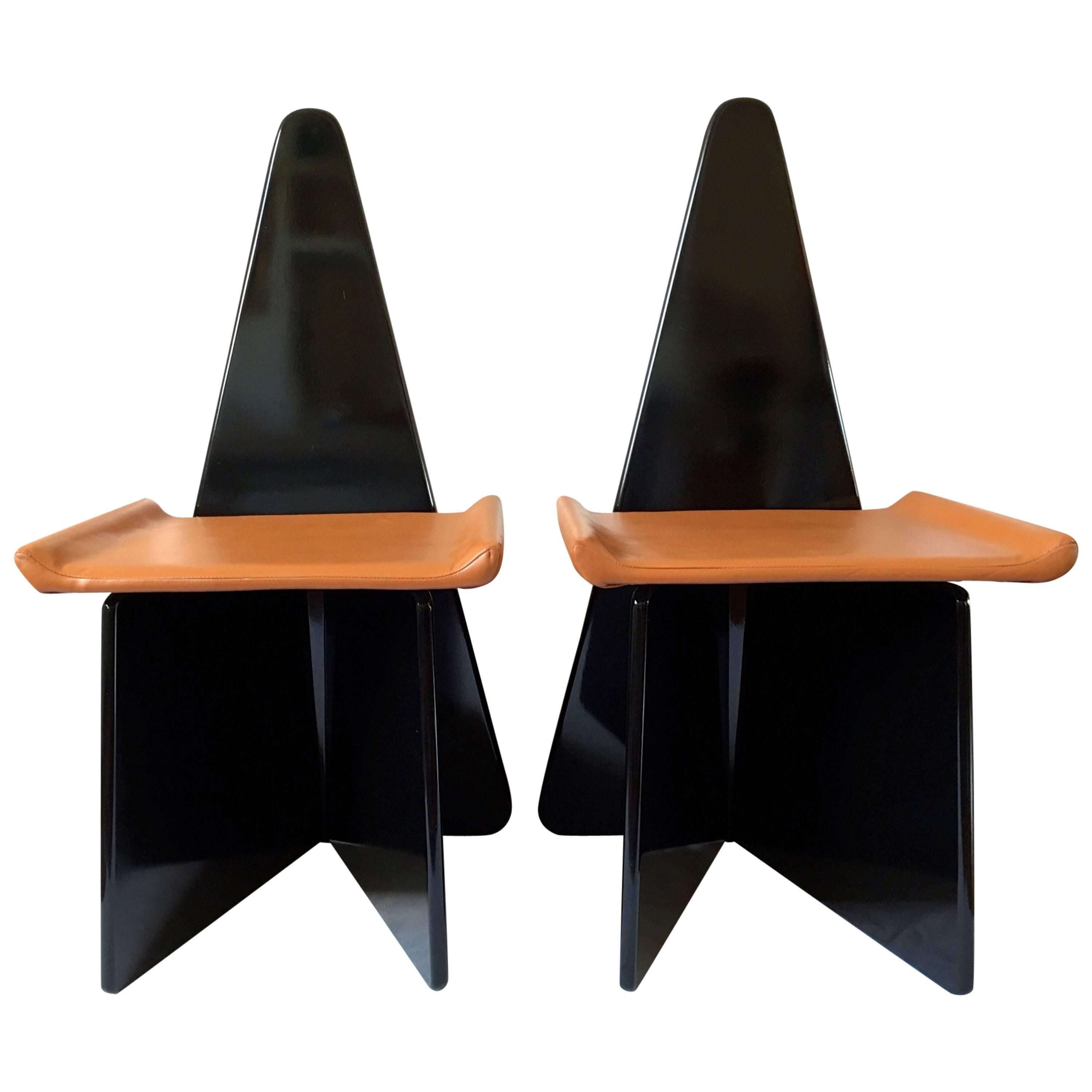 Rare Pair of Post Modern Claudio Salocchi Chairs For Sale