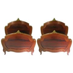 Pair of 19th Century Mahogany Twin Beds in the Manner of Francois Linke 2