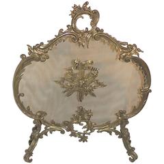 Wonderful French Bronze Gilt Fire Place Screen Filigree & Bows Firescreen 11