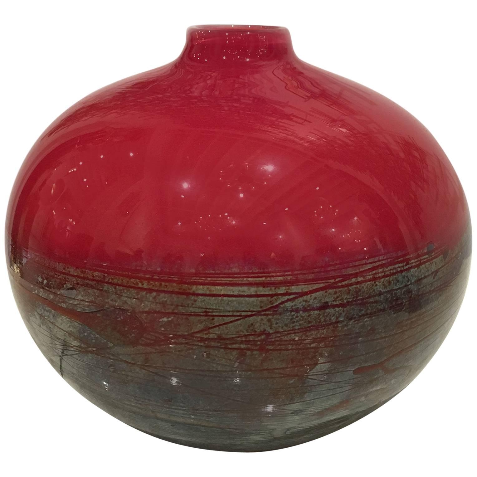 Handblown Red Celadon Glass Vase by Chris Ross
