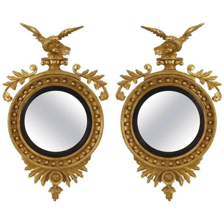 Pair of English Convex Mirrors For Sale at 1stdibs