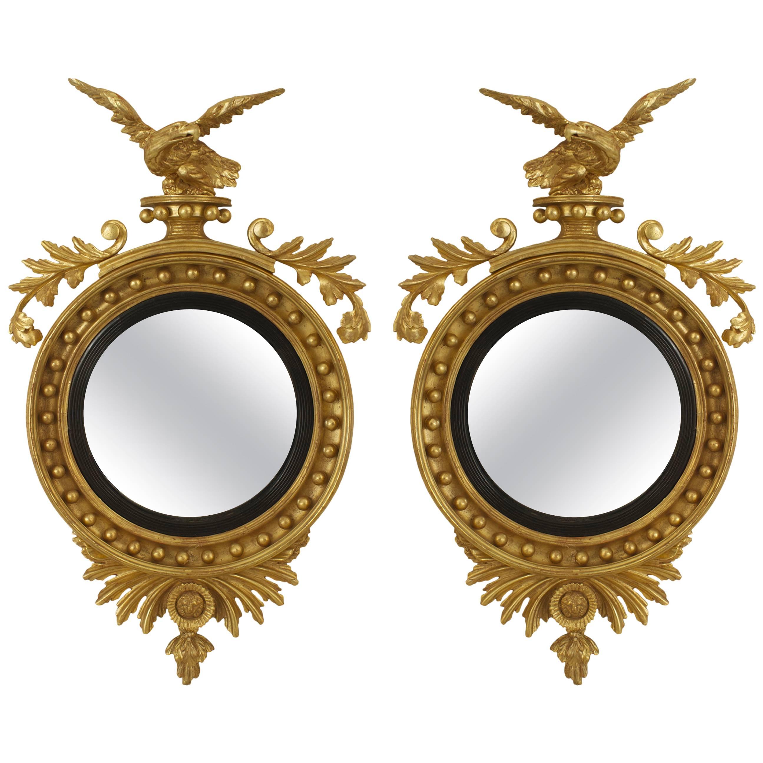 Pair of  19th Century English Georgian Convex Mirrors