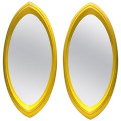 Vintage 1970s Op Art Yellow Resin Oval Eyeball Mirrors