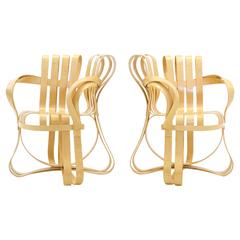 Pair of Frank Gehry Cross Check Armchairs in Excellent Condition