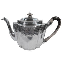 English Georgian Sterling Silver Teapot by Bateman