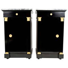 Pair of French Vintage Ebonized Empire Style Side Tables