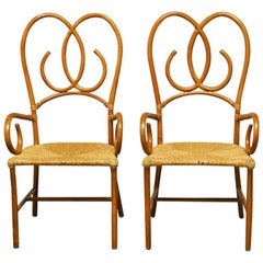 Pair of French Art Deco Style Rattan Armchairs