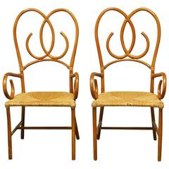 Pair of French Art Deco Style Rattan Armchairs 3