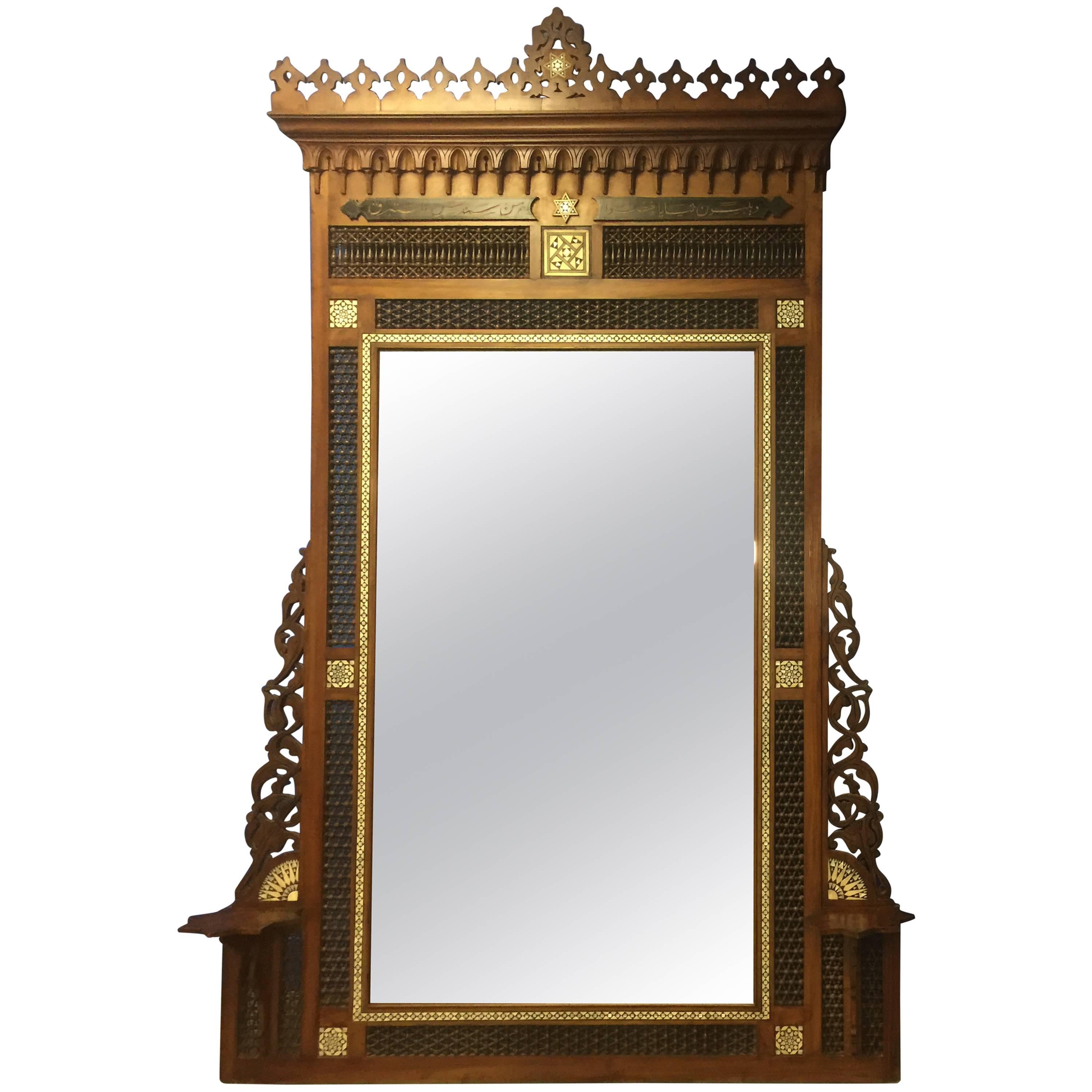 Monumental Moorish Mirror in the Manner of Carlo Bugatti For Sale