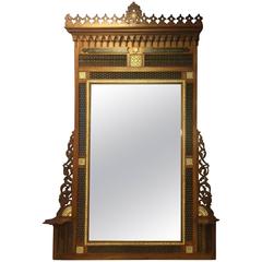Antique Monumental Moorish Mirror in the Manner of Carlo Bugatti