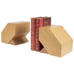 Pair of Bookends in Light Oak, circa 1960