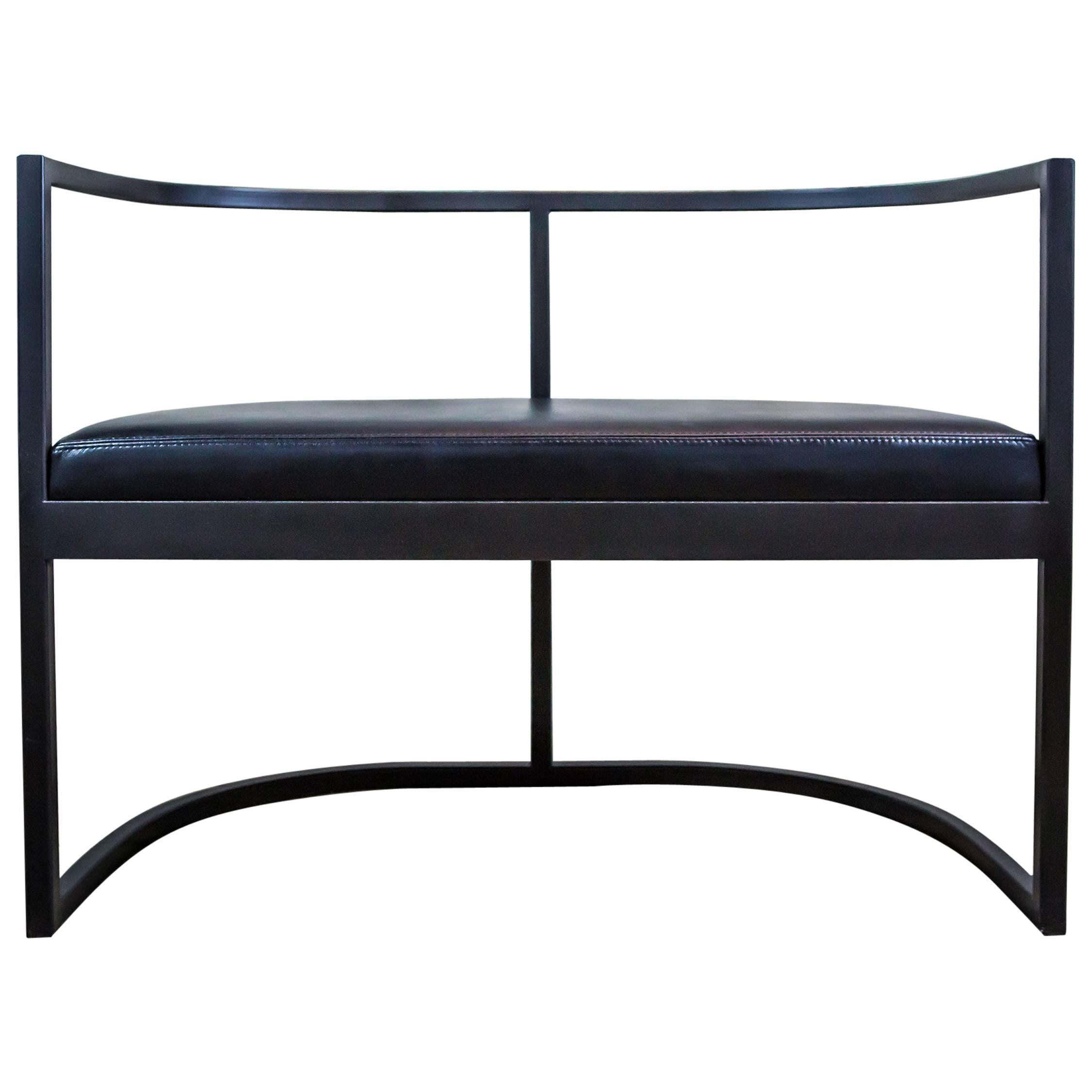 Kingston Chair, Black Lacquered Steel with Black Leather Seat For Sale