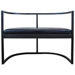Kingston Chair, Black Lacquered Steel with Black Leather Seat