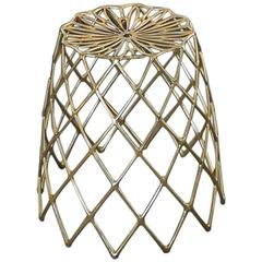 Modern Kaktus Stool for Indoor and Outdoor Use, Aluminum, Brass Plated, Gold
