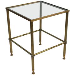 French Square Low Table of Brass and Glass 9