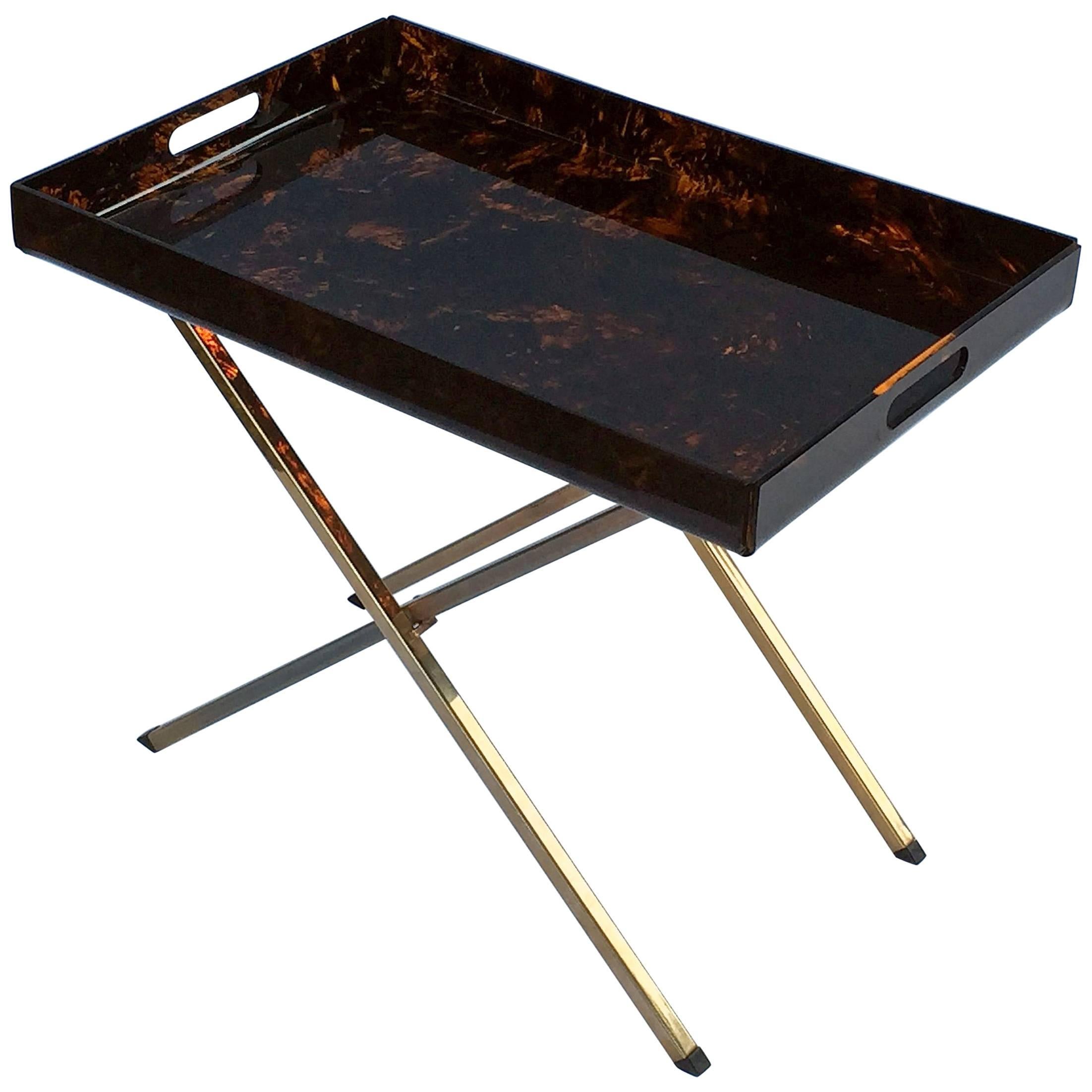 Italian Serving Tray or Drinks Table of Faux Tortoise