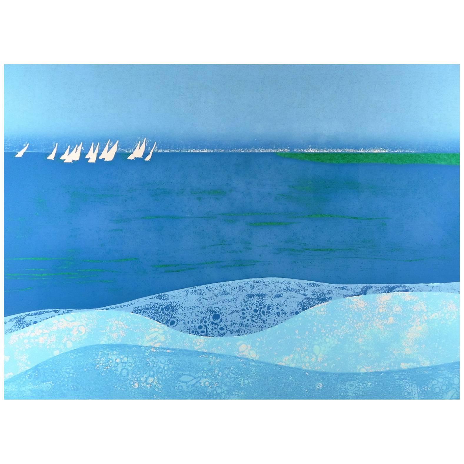 "Sunday Sail" Signed and Numbered Print by Hawaiian Artist Louis Pohl For Sale