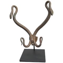 Early Forged Iron Snakes Wall Hanger