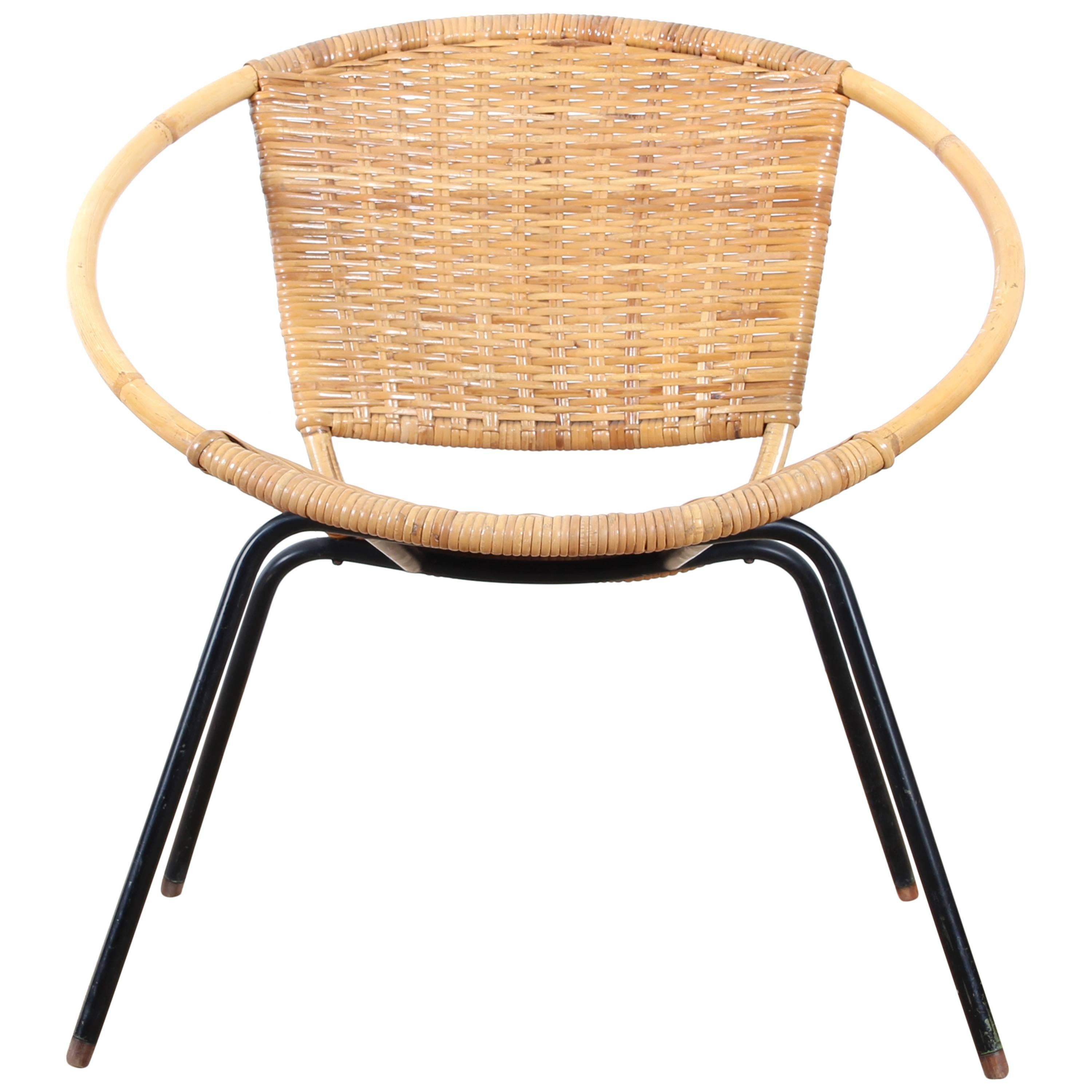 Scandinavian Rattan Armchair For Sale