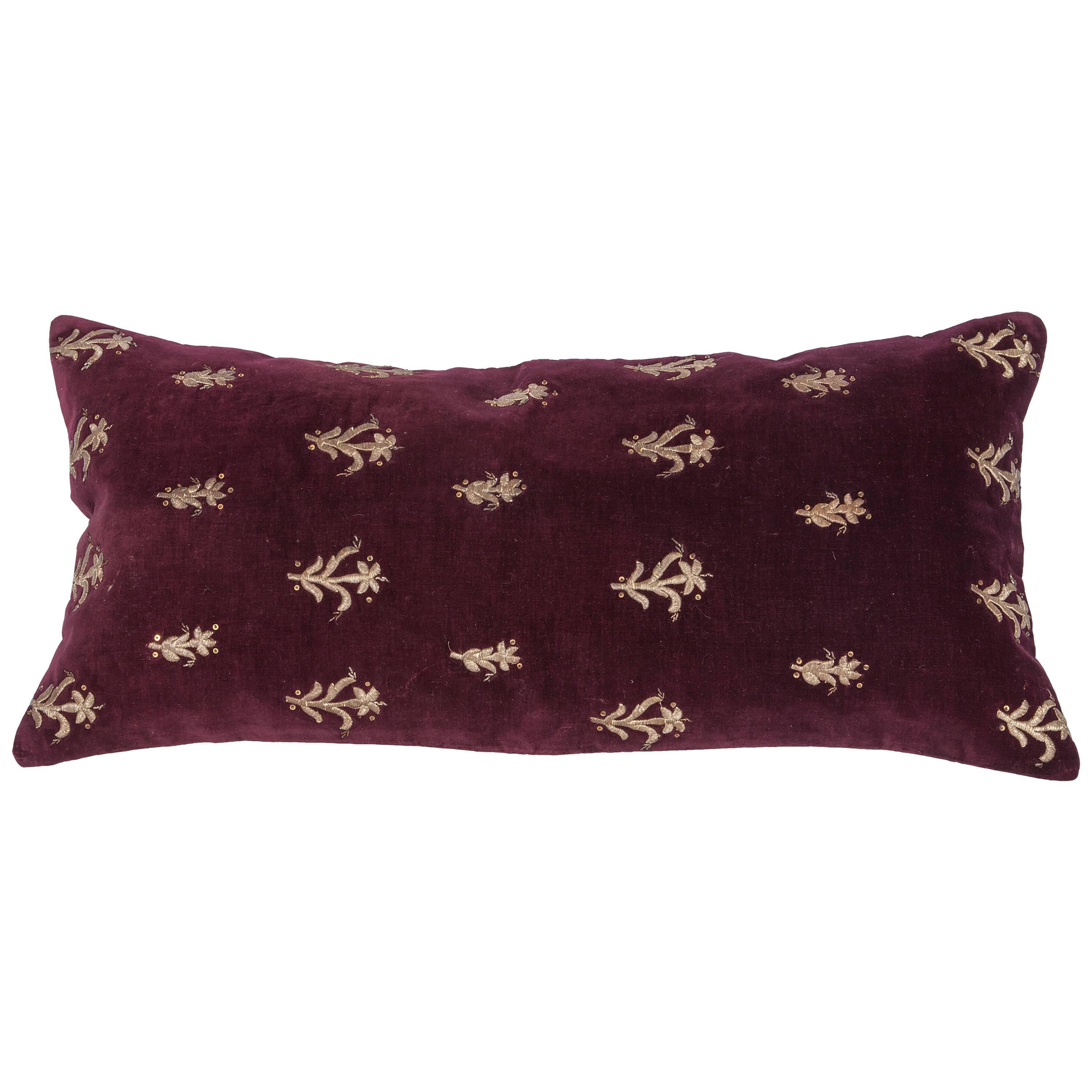Late 19th Century Ottoman Sarma Technique Velvet Pillow For Sale