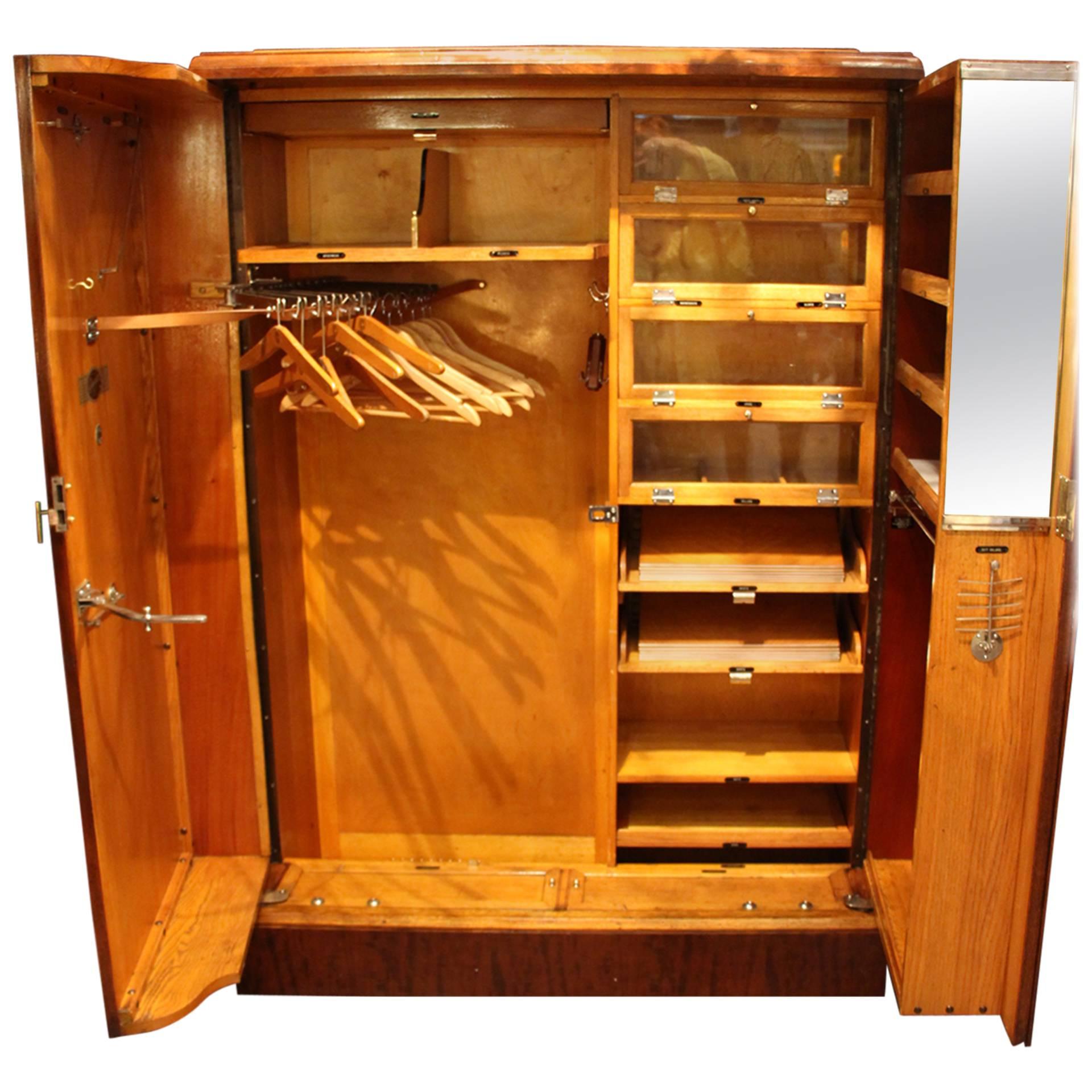 1930s Mahogany All Fitted Closet, Compactom Steamer Trunk