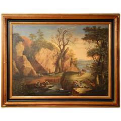 Antique Painting Rocky Landscape XVIII Century 4