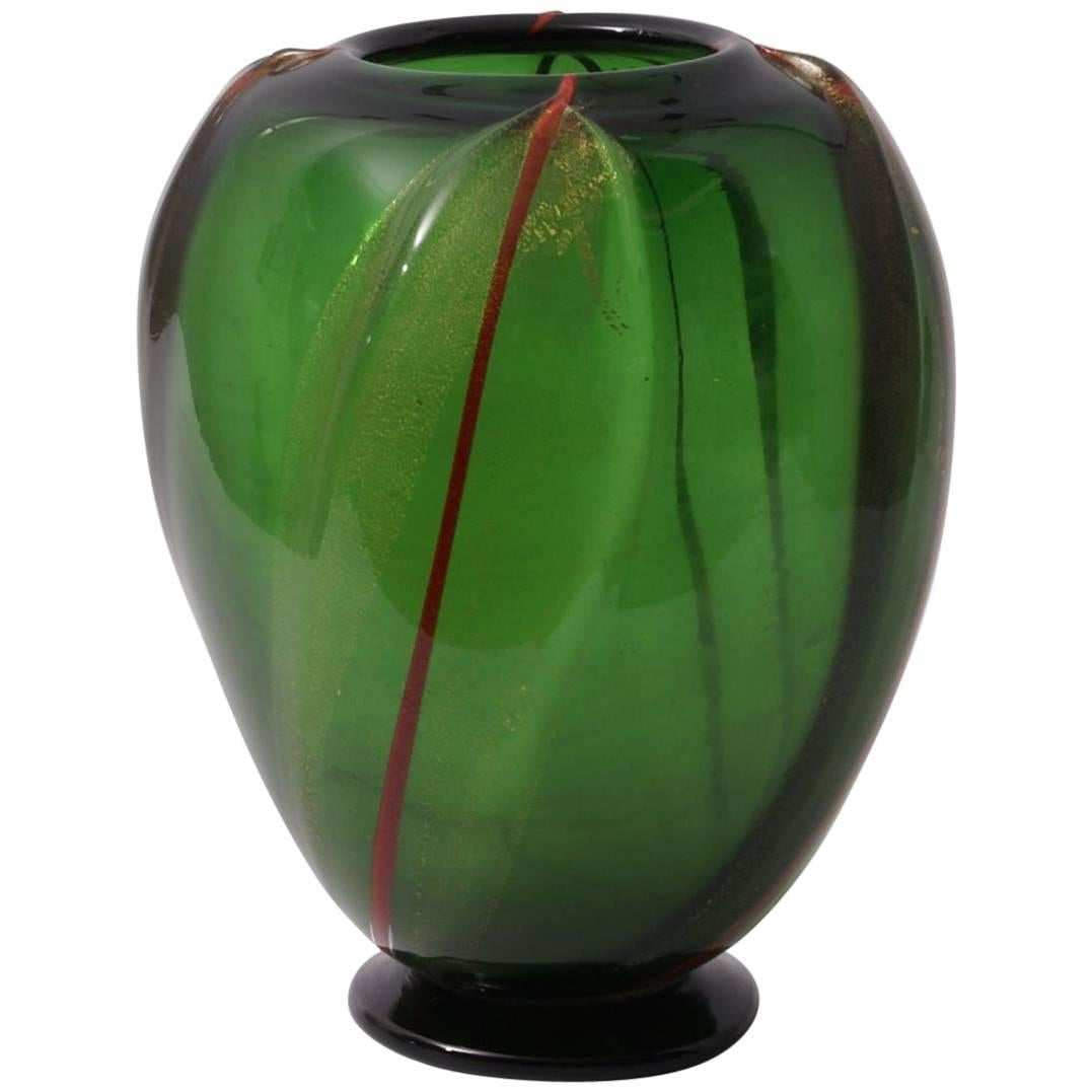 Art Deco Murano Glass Vase by S.A.I.A.R. Ferro Toso For Sale
