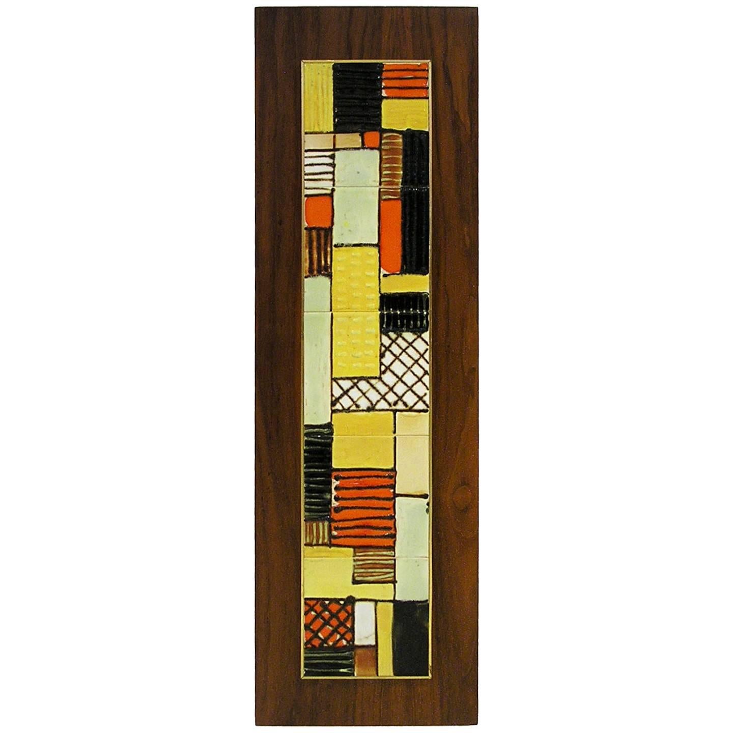 Mid-Century Modern Ceramic Tile Art Wall Plaque by Harris Strong