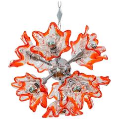 Italian Space Age Murano Flower Sputnik Chandelier by Mazzega, 1970s 10