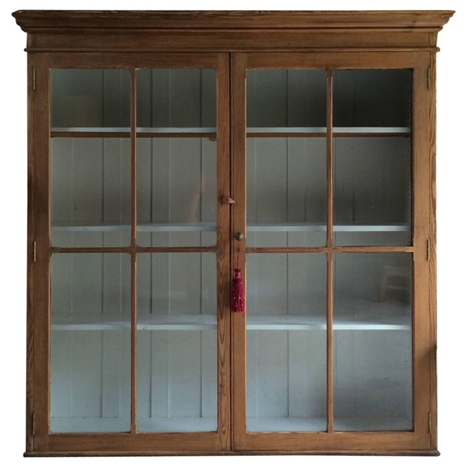 Antique Pine Display Cabinet Vitrine Haberdashery Shop Display