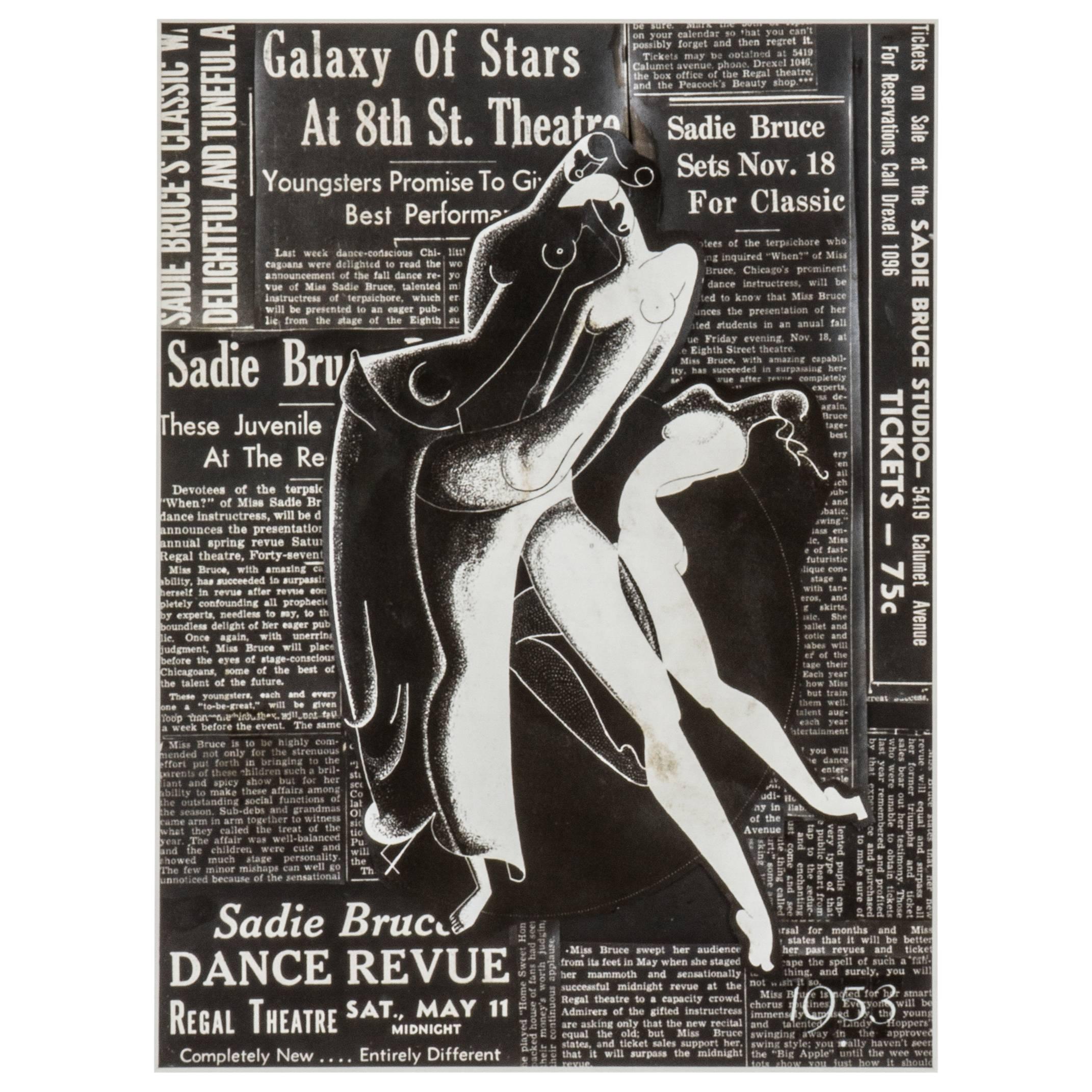 Black and White 1950s Collage of Dancers For Sale